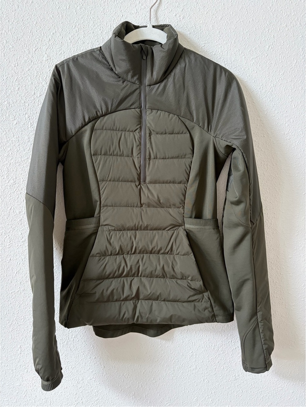 Lululemon Down For It All Pullover Jacket Dark Olive Size 6 Run Outdoor Winter